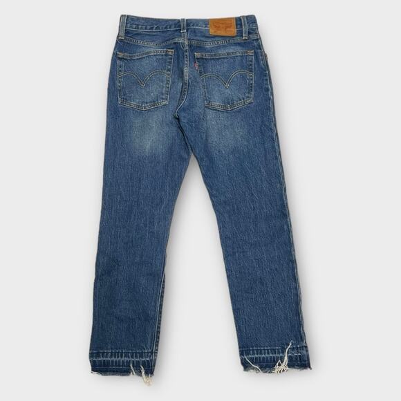 Levi's 501 Medium Wash Distressed Raw Hem Jeans Size 25 - Picture 2 of 7